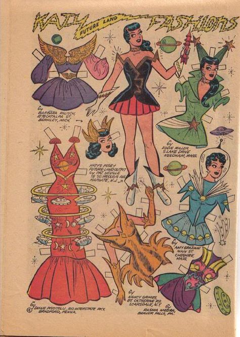 Katy Keene paper doll of space outfits. / eBay Katy Keene Paper Dolls, Katy Keene Outfit, Katie Keene, Millie The Model, Comic Book Paper, Comic Paper, Vika Papper, Newspaper Paper, Katy Keene