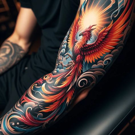 I will draw custom tattoo design or tattoo sleeve Phoenix Tattoo Cover Up, Rising Phoenix Tattoo Men, Fenix Tattoo Men, Forearm Phoenix Tattoo For Men, Fenix Tattoo Design, Phoenix Sleeve Tattoo, Ave Fenix Tattoo, Phoenix Tattoo Arm, Phoenix Tattoo Men