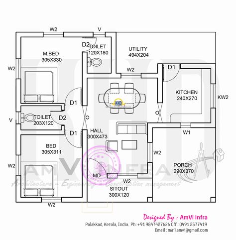 900 Sq Ft House, 800 Sq Ft House, 1000 Sq Ft House, Model Houses, Free Floor Plans, 2bhk House Plan, Three Bedroom House Plan, House Plans With Photos, Kerala House