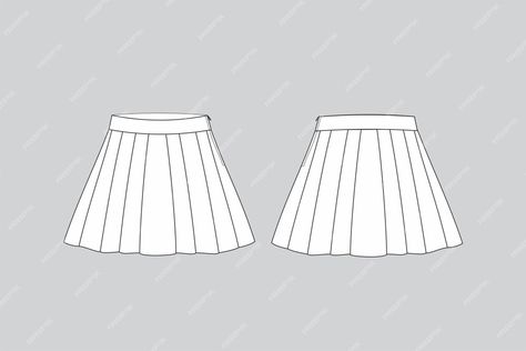 Premium Vector | Pleated skirt technical fashion illustration skirt vector skirt draw Pleated Skirt Technical Drawing, Fashion Illustration Skirt, Pleated Skirt Drawing, Skirt Technical Drawing, Korean Pleated Skirt, Skirt Illustration, Flat Drawings, Technical Illustration, Knife Pleat