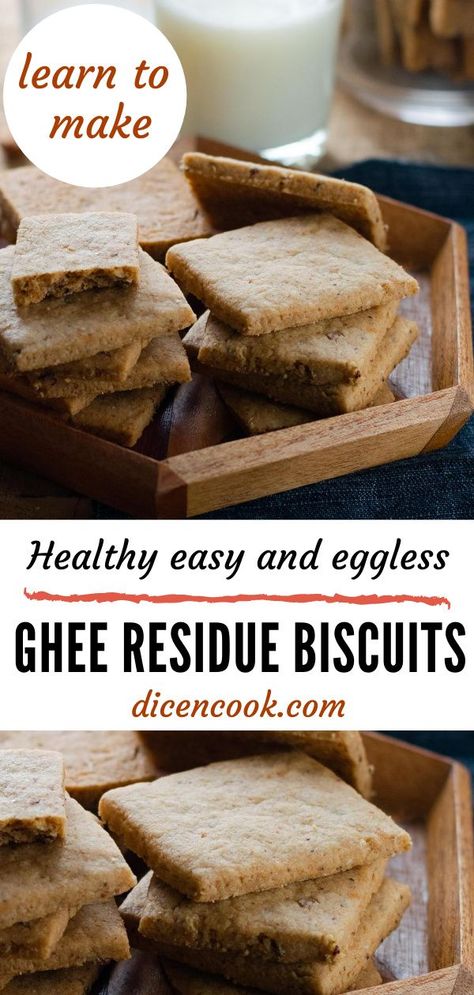 Eggless almond ghee residue biscuits are healthy and tasty bake. Refined sugar free, refined flour free recipe. The main healthy ingredient in this bake is ghee residue, which is a diary byproduct obtained during ghee preparation. #biscuits #bake #healthy #cookies Rusk Recipe, Baking Powder Biscuits, Almond Biscuits, Quick Baking, Yummy Biscuits, Almond Flour Cookies, Plant Based Desserts, Diy Snacks, How To Make Biscuits