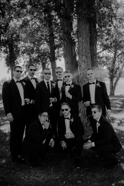 Groomsmen Photos With Cigars, Groomsmen Pictures, Whiskey Wedding, Suits Black, Groomsmen Photos, Shot Ideas, Shots Ideas, Country Theme Wedding, Photos Poses