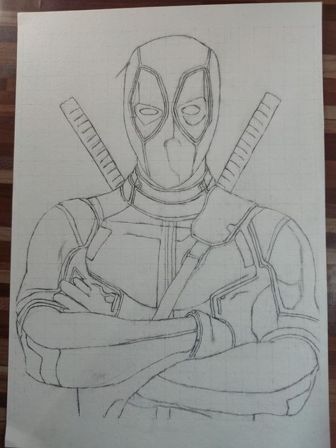 Avengers Characters Drawings, Deadpool Pencil Drawing, Art Sketches Marvel, Deadpool Sketch Pencil, Comic Ideas Sketches, Pencil Art Drawings Videos, Marvel Art Drawings Easy, Marvel Art Drawings Sketch, Drawing Ideas Marvel