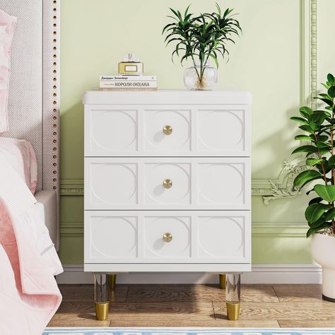 Gold Nightstand Bedside Tables, Nightstand Tall, Gold Bedside Table, White And Gold Nightstand, Gold Nightstand, Bedside Table Set, Gold Sofa, Modern Chests, Modern Chest Of Drawers