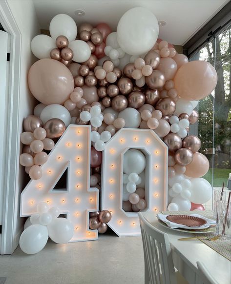 Backdrop 40th Birthday, 40th Birthday Party Balloons, Balloons And Marquee Numbers, 40th Birthday Balloons For Woman, Balloon Decorations 40th Birthday, 40 Marquee Numbers With Balloons, 40 Decorations Birthday, Simple 60th Birthday Decorations, Boho 40th Birthday Party Ideas