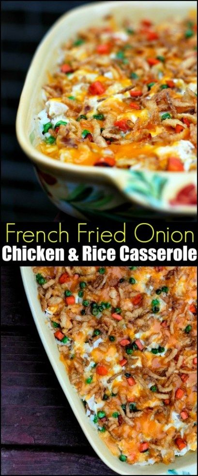 Fried Onion Chicken, French Fried Onion Chicken, Fried Onion Burger Recipe, Cooked Chicken Leftovers, French Fried Onion Recipes, Fried Onions Recipe, Chicken Rice Casserole, Favorite Casseroles, French Onion Chicken