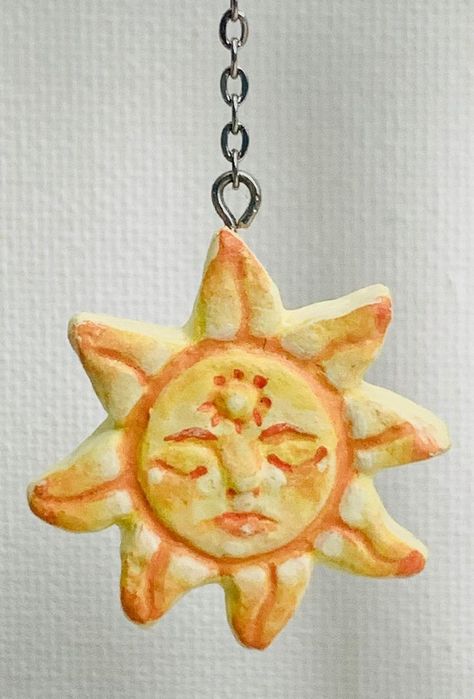 Sun And Moon Jewelry, Sun Moon Earrings, Sun Moon Necklace, Two Suns, Fimo Kawaii, Two Moons, Necklace Sun, Sculpture Art Clay, Earrings Moon