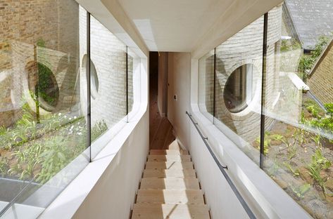 At Home With - Alex Michaelis Glass Bridge, Porthole Window, Front Courtyard, Standing Bath, Curved Walls, Curved Staircase, Perfect Family, Roof Light, Fir Wood