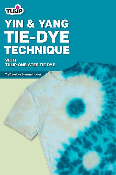 Yin Yang Tie-Dye Technique Yin Yang Tie Dye Tutorial, Tie Dye Yin Yang, Salt Resist Tie Dye, Diy Tie Dye Heart, Ying Yang Tie Dye, Simple Tie Dye Patterns, Easy Diy Tie Dye, Cool Tie Dye Patterns, Tie Die Patterns