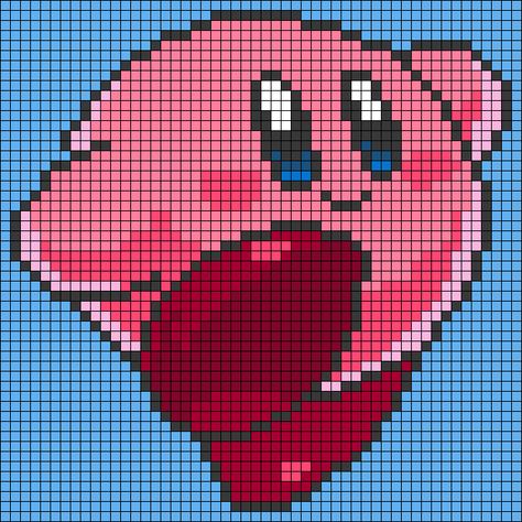 Alpha pattern #120640 | BraceletBook Animal Crossing Alpha Pattern, Kirby Alpha Pattern, Cool Alpha Patterns, Kirby Video Game, Kirby Video, Kawaii Nintendo, Pixel Grid, Crochet Grid, Grid Patterns