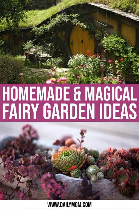 A fairy garden is a miniature wonderland. You can bring this magic to your yard or home with these 5 homemade fairy garden ideas from DailyMom.com Creating A Fairy Garden, Fairy Garden Landscape Ideas, Diy Outdoor Fairy House, Large Fairy Garden Ideas Backyards, Building A Fairy Garden, Natural Fairy Garden Ideas, Large Fairy Garden Ideas Tree Trunks, Outdoor Fairy Garden Diy Landscapes, Outdoor Fairy Garden Ideas Landscaping