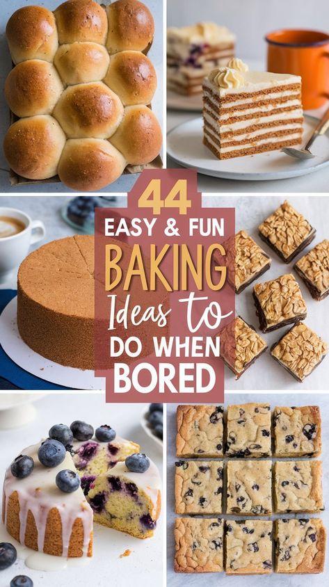 Fun & Easy Things to Bake When Bored Quick Things To Bake Desserts, Easy Bake Goods Recipes, Sweet Treats To Take To Work, Easy Bake Off Recipes, Easy To Make At Home Desserts, Simple Easy Sweet Treats, Fun Family Dessert Ideas, Easy Deserts Few Ingredients, Goodies To Bake