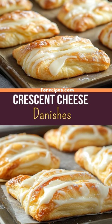 Crescent Cheese Danishes Lunch Casserole, Filled Crescent Rolls, Crescent Roll Dessert, Cheese Danishes, Cream Cheese Danish Recipe, Cheese Danish Recipe, Sweet Cheese, Cream Cheese Crescent Rolls, Breakfast Crescent Rolls