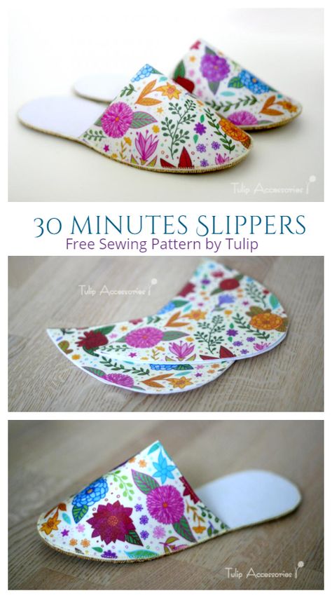 Fabric Spa Slippers Free Sewing Patterns Diy Felt Slippers Pattern, Spa Gowns, Free Slipper Patterns Sewing, Slippers Diy, Crocheting Easy, Fabric Slippers, Sewing Slippers, Diy Sewing Gifts, Spa Slippers