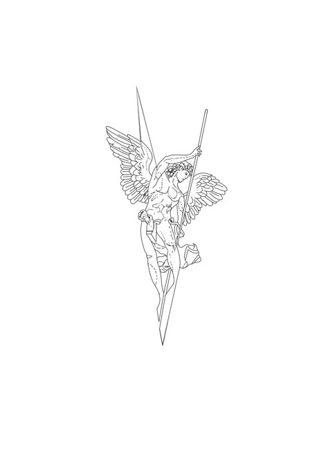 Small St Michael Tattoo, San Michele Arcangelo Tattoo, Arc Angel Michael Tattoo, Horizontal Tattoo Ideas, Michael The Archangel Tattoo, Saint Michael Tattoo, Archangel Michael Tattoo, St Michael Tattoo, San Michele Arcangelo