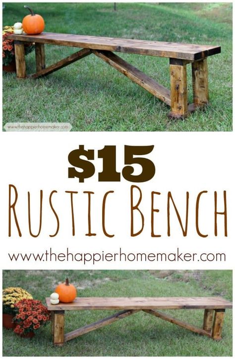 Rustic Outdoor Benches, Diy Bank, Taman Diy, Making A Bench, Diy Bench Outdoor, Jardim Diy, Fire Pit Furniture, Farmhouse Bench, Diy Furniture Redo