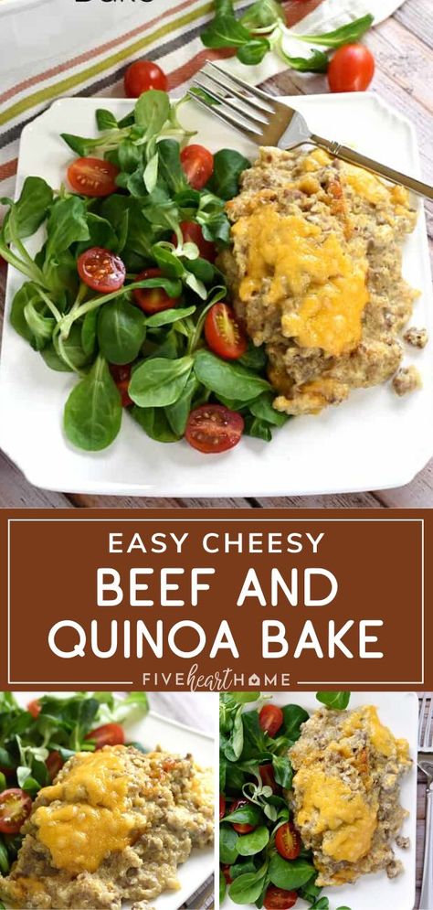 Even picky eaters will love this quick and easy casserole! This recipe for Cheesy Beef & Quinoa Bake is simple and straightforward. With just a handful of ingredients, you can effortlessly whip up a wholesome and comforting meal perfect for busy weeknights! Ground Beef Quinoa, Holiday Prime Rib Roast, Quinoa Bake, Quinoa Recipes Easy, Quinoa Dishes, Best Casseroles, Ground Beef Casserole, Dinner With Ground Beef, Hamburger Recipes