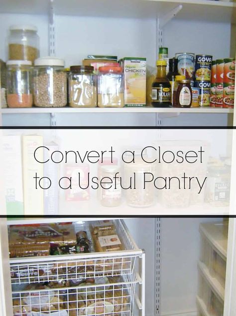 Closet To Pantry Conversion, Pantry Conversion, Organized Pantries, Converted Closet, No Pantry, Pantry Closet Organization, Closet Transformation, Laundry Shelves, Pantry Room