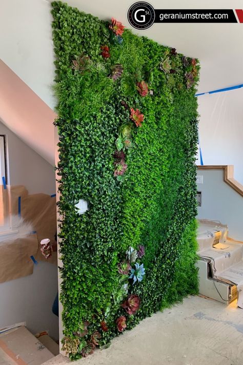 Shrub Wall Indoor Bedroom, Living Wall Backdrop, Faux Boxwood Wall Indoor, Faux Greenery Wall Indoor, Faux Greenery Wall Outdoor Patio, Diy Faux Living Wall Indoor, Fake Grass On Wall, Grass And Flower Wall, Faux Greenery Wall Bedroom