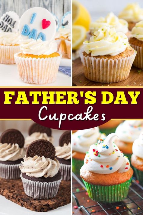 These yummy Father’s Day cupcakes are the one gift every dad loves to get! From Guinness chocolate to football to maple bacon, celebrate dad with these fitting sweets. Maple Buttercream Frosting, Bacon Cupcakes, Fathers Day Cupcakes, Guinness Chocolate, Oreo Buttercream, Platter Ideas, Butter Pecan Cake, Butter Cupcakes, Fun Cakes