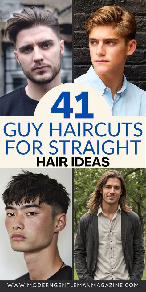 Discover 41 trendy haircut ideas for guys with straight hair. From classic cuts to modern styles, there's something for everyone. #MensHaircuts #StraightHair #MensGrooming Short Shaggy Haircuts Men Straight Hair, Hairstyles For Long Straight Hair Men, Mens Haircut Growing Out, Long Straight Hair For Men, Men’s Haircuts Medium Length Short Straight, Short Styles For Straight Hair, Hair For Straight Hair Men, Teen Boy Haircuts 2024 Straight Hair, Boys Haircut Trendy Straight Hair