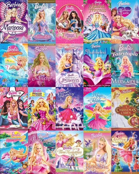 2000s Barbie Movies, Barbie Movies List, 2000s Barbie, Good Animated Movies, Barbie Fairy, The Barbie Movie, Barbie Fairytopia, Barbie 2000, Girly Movies