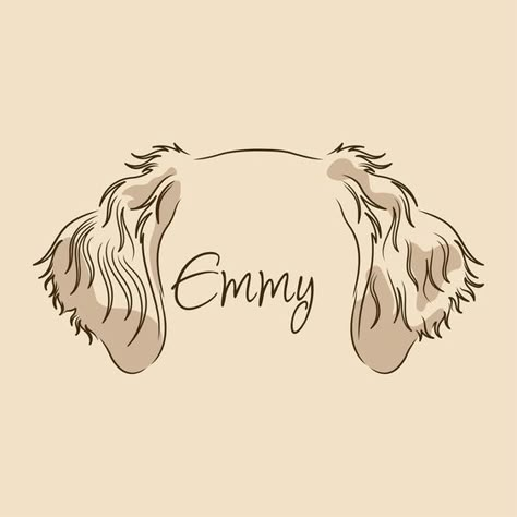 Dog Ear Painting, Shitzu Dog Tattoo, Shitzu Ears Tattoo, Shih Tzu Ears Outline, Golden Doodle Ears Tattoo, Shitzu Tattoo Outline, Cockapoo Tattoo Outline, Dog Line Illustration, Fun Dog Tattoo