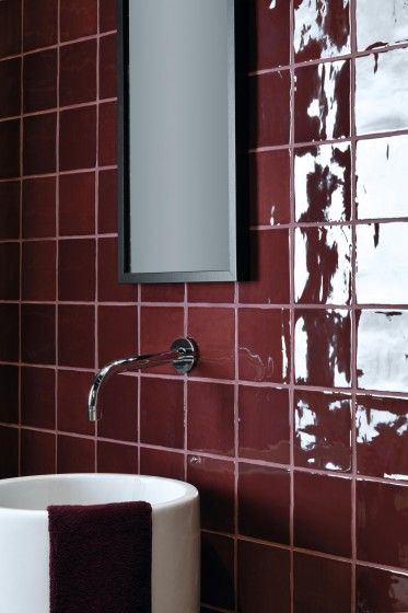 Zellige Burgundy Ceramic Wall Tile 130x130mm | N&C Tiles and Bathrooms Maroon Bathroom, Burgundy Bathroom, Burgundy Walls, Bathroom Ventilation, Wet Room Shower, Straight Baths, Zellige Tiles, Bathroom Installation, Bathroom Shower Tile