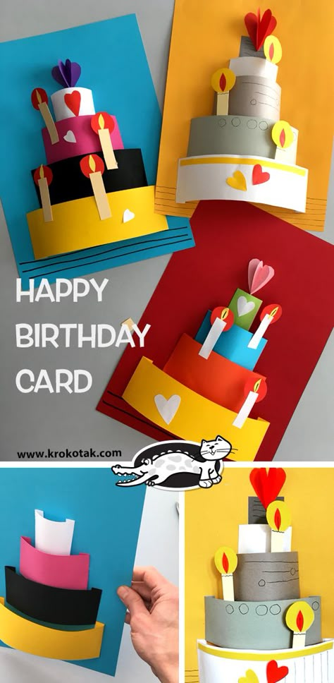 HAPPY BIRTHDAY CARD Anniversaire Diy, Birthday Card Craft, Bday Cards, Birthday Crafts, Seni Origami, Diy Activities, Birthday Diy, Birthday Cards Diy, Happy Birthday Card