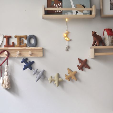 Felt Airplane, Airplane Garland, Airplane Kids Room, Plane Nursery, Airplane Nursery, Garland Nursery, Airplane Baby, Nursery Room Inspiration, Felt Garland