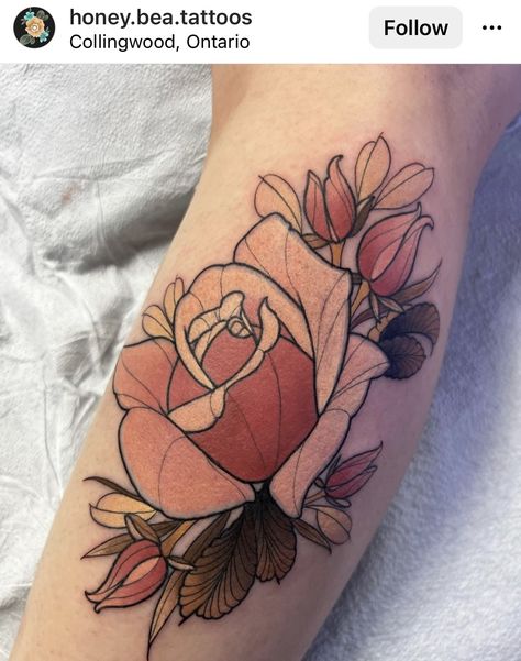 Neo Traditional Roses Tattoo, Neo Rose Tattoo, Neo Trad Rose Tattoo, Neo Trad Floral, Neotraditional Rose Tattoo Design, Neotraditional Rose Tattoo, Tattoo Rose Designs, Neotrad Rose, Neo Trad Rose