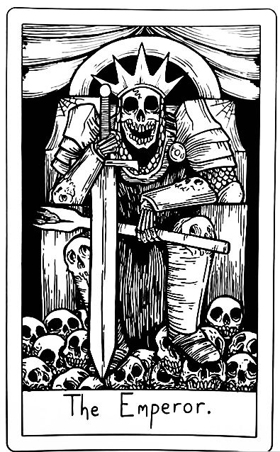 Tarot Card Drawings, Emperor Tarot, Matt Bailey, The Emperor Tarot, Watercolor Tattoo Ideas, Tarot Tattoo, Card Tattoo, Skeleton Art, Tattoo Art Drawings