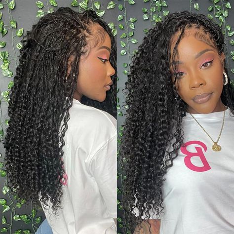 PRICES MAY VARY. 【HD Full Lace Braided Wigs Hair Material】 HD Full Lace Wigs Human Hair, 100% Unprocessed Brazilian Human Hair Wigs With Baby Hair For Black Women, Soft and Healthy, Full and Thick. Can Easily Make High Ponytail Or Bun. Can Be Dyed, Bleached, Straightened and Restyled As You Like. 【HD Full Lace Braided Wigs Full Density】Hight Density 300% Soft and Bouncy Which Adds Volume And Depth to Your Hairstyle. Stretch Length 18"-26" Available For You To Choose, It Can Meet Your Different L Medium Bohemian Knotless Braids, Full Lace Braided Wig, Bohemian Knotless, Full Lace Wig Human Hair, Half Ponytail, Bohemian Braids, Lace Braid, Box Braid Wig, Braided Wigs