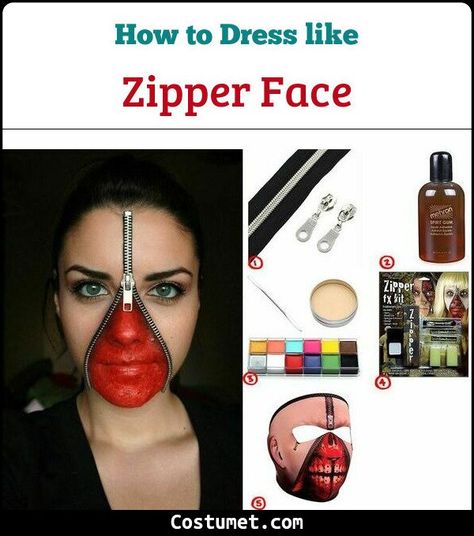 Zipper Face Costume for Cosplay & Halloween 2021 Zipper Face Costume, Halloween Zipper Face, Halloween Makeup Costume Ideas, Zipper Halloween Makeup, Makeup Costume Ideas, Zipper Face Halloween, Zipper Face Makeup, Halloween Makeup Costume, Zip Face