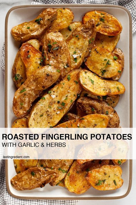 Herb Roasted Fingerling Potatoes, Fingerling Potatoes Roasted, Fingerling Potato Recipe, Fingerling Potatoes Recipes, Vegetarian Side Dish Recipes, Autumn Recipes Vegetarian, Chicken Gumbo, Roasted Fingerling Potatoes, Holidays 2023