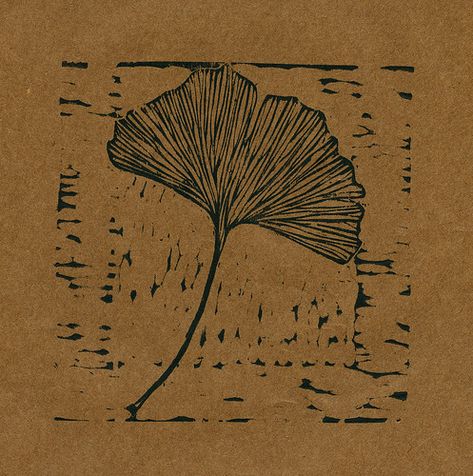 Printmaking Ideas Simple, Blatt Tattoos, Printmaking Ideas, Tea Bag Art, Relief Printmaking, Lino Cuts, Linoleum Block Printing, Gingko Leaves, Hand Carved Stamps