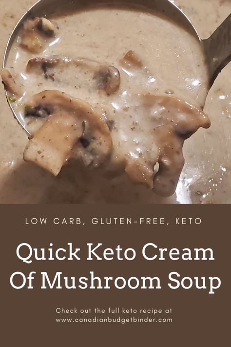 Keto Cream Of Mushroom Soup, Keto Cream Of Mushroom, Keto Mushrooms, Quick Soup Recipes, Creamy Mushroom Soup, Keto Cream, Cream Of Mushroom Soup, Keto Soup, Cream Of Mushroom