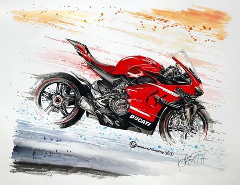 Motos Aesthetic, Motorbike Painting, Motorbike Drawing, Moto Ninja, Motorcycle Art Painting, Motorbike Art, Image Moto, Motorcycle Drawing, Bike Drawing