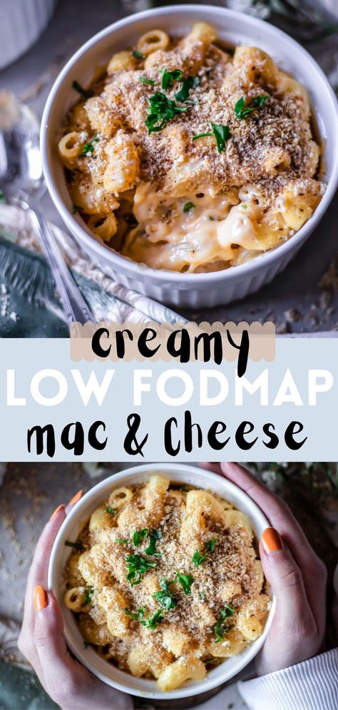 The best Low FODMAP Macaroni and Cheese recipe ever! It's super creamy, cheesy, flavorful, comforting, satisfying, very easy to make and so delicious! Low Fodmap Noodles, Low Fodmap Mac And Cheese, Low Fodmap Gnocchi Recipes, Fodmap Pasta Recipes, Low Fodmap Comfort Food, Lo Fodmap Recipes, Vegetarian Low Fodmap Recipes, Low Fodmap Casserole Recipes, Low Fodmap Pasta Recipes