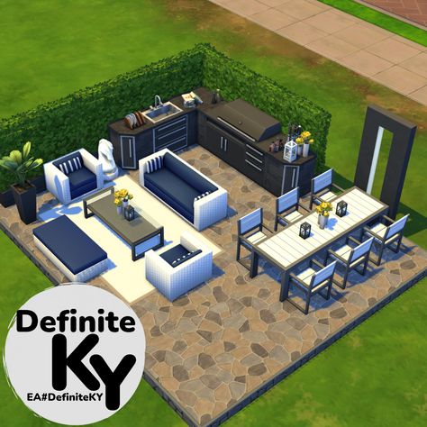 Sims 4 Back Porch Ideas, Sims 4 Swimming Pool Ideas, Sims Patio Ideas, Sims 4 Outdoor Kitchen, Grill Cc Sims 4, Sims 4 Extra Room Ideas, Sims 4 Patio Ideas, Sims 4 Patio, Sims 4 Living Room Ideas