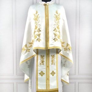 Orthodox Greek style vestments set with Epitracheal and Covers, Church robes, Priest garment Orthodox Vestments, Church Robes, Priest Outfit, Priest Robes, Plague Doctor, Greek Style, May 1, Ukraine, Embroidery