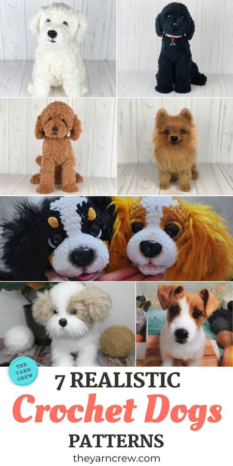 Crochet Realistic Animals Free Pattern, Crochet Dog Breeds Pattern, Free Dog Patterns Crochet, Crochet Projects Dog, Crochet Sitting Dog Pattern Free, Realistic Animal Crochet Pattern, Free Realistic Animal Crochet Patterns, Crocheted Dog Patterns Free, Crocheted Dogs Free Patterns