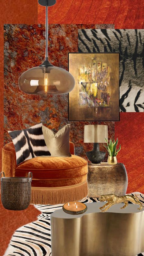 I love orange & gold together! #gold #interiordesign #interiordesigner #glamour #interiordesigninspiration #fyp #orange #beautiful #interiordesignmoodboard #roomdecor #roominspo #moodboard #rust #decoraesthetic Rust And Brown Living Room, Orange Couch Living Room Ideas, Thomas Bedroom, Gold Interior Design, Nyc Dream, Brown Office, House Renos, Pinterest Room, Bedroom Colour