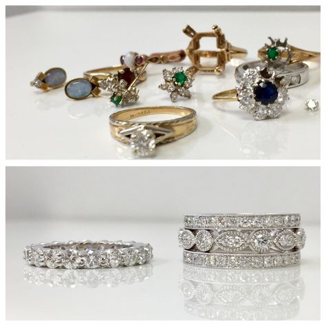 Inherited Jewelry Ideas, Remodelled Rings Before And After, Jewelry Redesign Ideas, Heirloom Jewelry Redesign Before And After, Jewelry Redesign Before And After, Heirloom Ring Redesign, Heirloom Jewelry Redesign, Ring Redesign Before And After, Inherited Jewelry