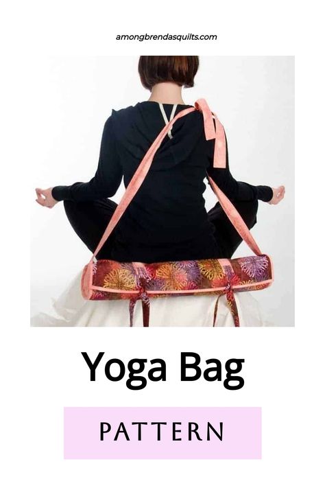 With her yoga bag slung over her shoulder, a girl sits in a yoga pose facing away from the camera. Yoga Mat Bags Diy Free Pattern, Diy Yoga Mat Bag Pattern, Diy Yoga Mat Holder Bag, Yoga Bag Pattern, Knit Yoga Mat Bag, Sew Yoga Mat Bag, Diy Bag Making, Baby Lock Sewing Machine, Yoga Mat Carrier