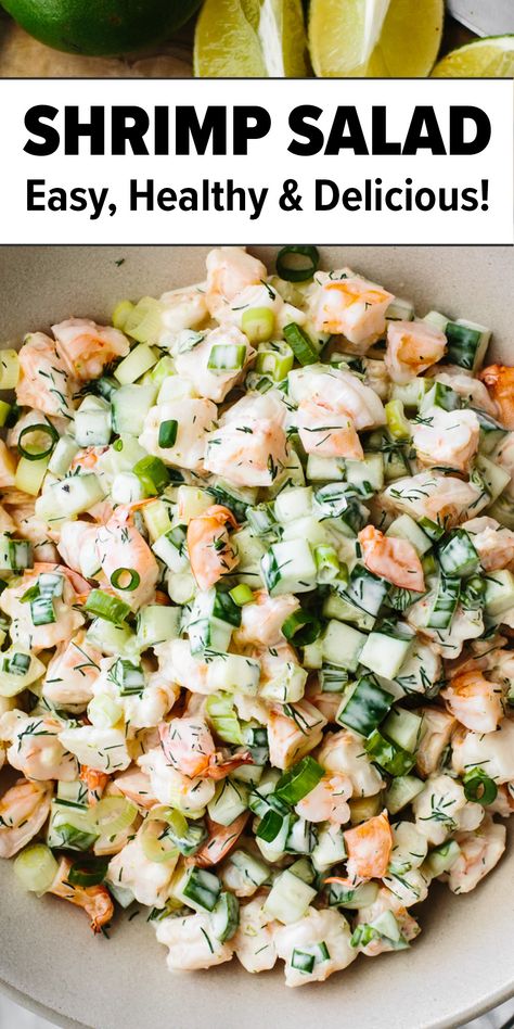 Shrimp salad recipe Cucumber Shrimp Avocado, Recipes With Mini Cucumbers, Shrimp Recipes For Lunch, Shrimp Recipes Salad, Cucumber Shrimp Salad, Aip Shrimp Recipes, Shrimp Cucumber Salad, Mini Shrimp Recipes, Shrimp Salad Recipes Healthy