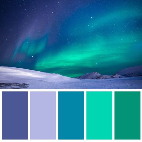 Aurora Colour Palette, Northern Lights Palette, Northern Lights Color Palette, Northern Lights Bedroom, Aurora Color Palette, Aurora Colors, Pastel Color Palette, Galaxy Colors, House Color Palettes