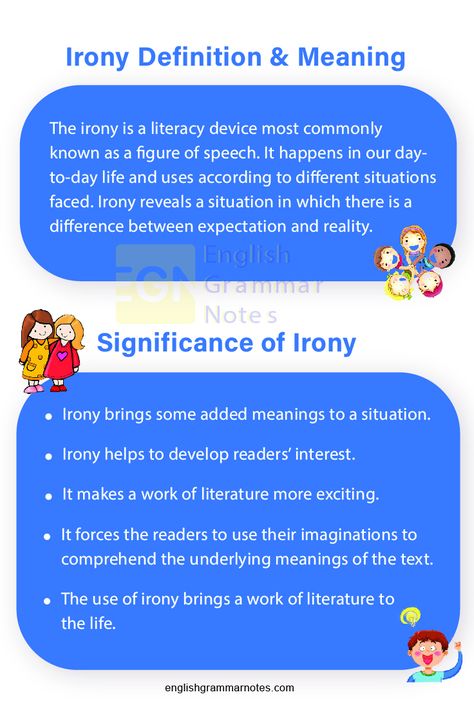 Irony – Definition, Meaning, Types, Examples | Significance of Irony in English Literature – English Grammar Notes Figurative Speech, Irony Definition, Irony Examples, Situational Irony, Rhetorical Devices, Marry That Girl, Grammar Notes, English Grammar Notes, Literary Devices