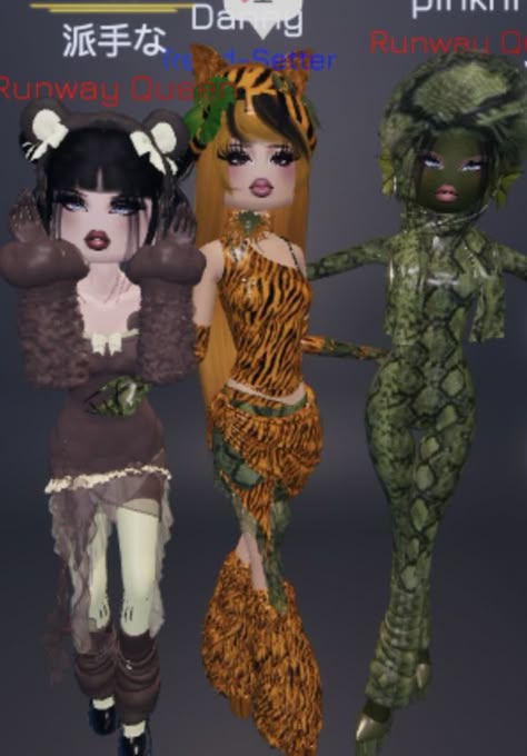 Jungle / Animals DTI Rainforest Dress To Impress Outfits, Jungle Inspired Outfit, Jungle Dti Outfits, Dress To Impress Jungle Theme, Jungle Outfit Dress To Impress, Rain Forest Dress To Impress, Jungle Dress To Impress, Animal Dress To Impress, Jungle Woman