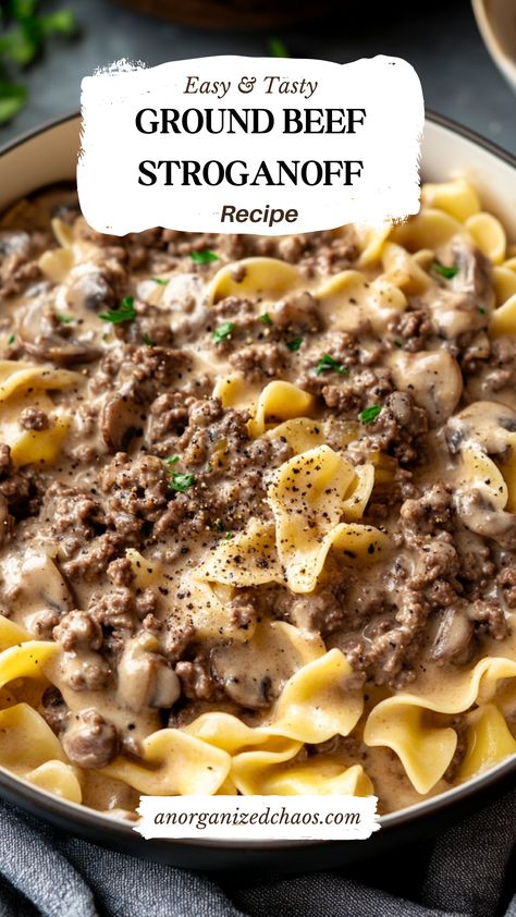 Ground Beef Stroganoff Instant Beef Stroganoff, Lactose Free Beef Stroganoff, Home Made Stroganoff Ground Beef, Crockpot Hamburger Stroganoff Recipes, Quick Stroganoff Recipe, Easy Dinner Recipes Ground Beef Simple, Beef Stroganoff Recipe Ground Beef, Minced Beef Stroganoff, Beef Stroganoff With Hamburger Meat